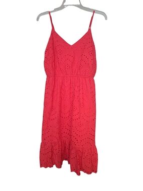 Japna Size M Coral Eyelet Dress with Spaghetti Straps